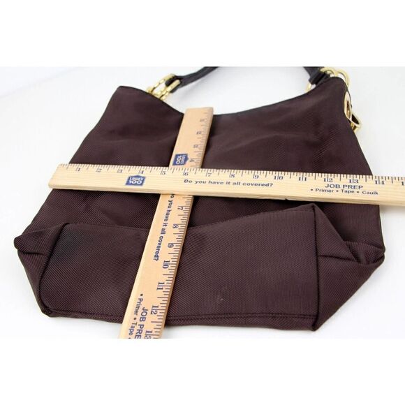 JPK PARIS 75 BROWN NYLON BROWN GENUINE LEATHER STRAP SHOULDER BAG HANDBAG PURSE - Picture 11 of 12